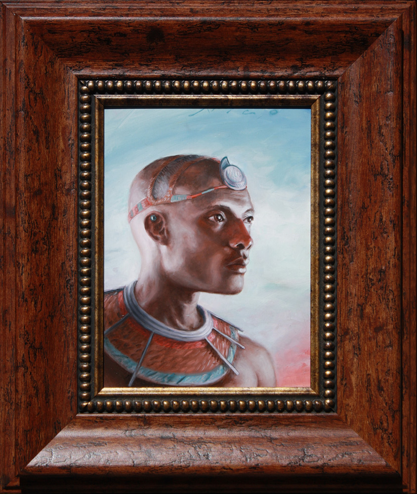 Portrait of african tribal prince looking out by Artist Nico